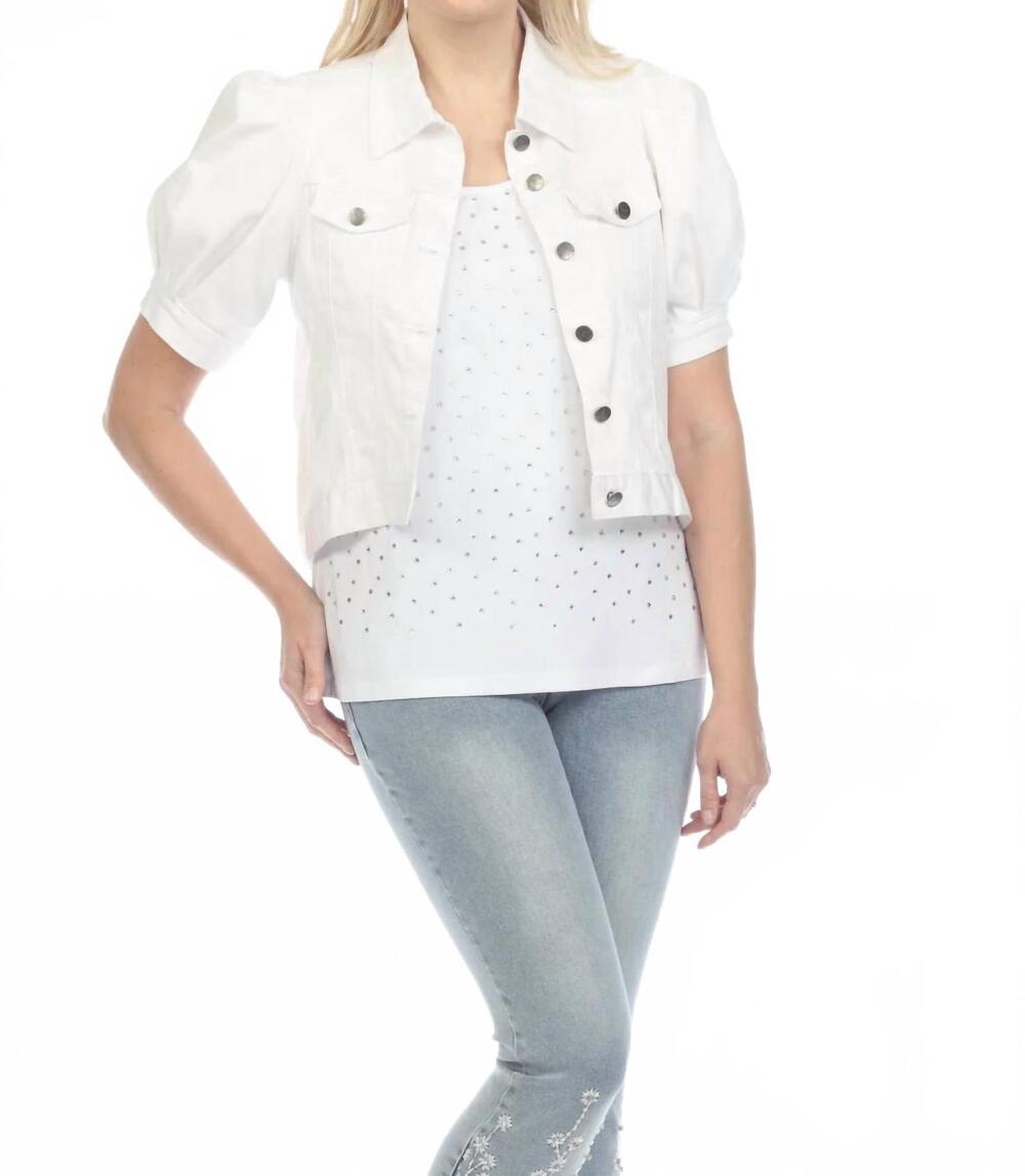 NEW AZI penny short sleeve jacket in white